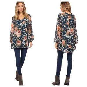 Show Me Your Mumu Teal Floral Donna Michelle Tunic Dress Size XS